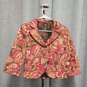Women's Paisley‎ Blazer By Work To Weekend - Retro Hip Pink and Brown Paisley 10